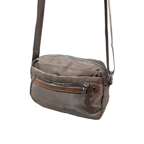 Pochete Bolsa Transversal Retangular em Poliéster, Design Minimalista, Marrom, com Compartimentos Organizadores, 23x16x7cm, para Uso Diário, Trabalho e Viagens