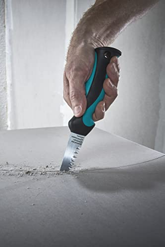 wolfcraft Hand-Stichsäge I 4033000 I Für Ausschnitte in Gipskarton - Robuste, langlebige Schneidzähne & Ergonomischer 2-Komponenten-Griff - Für DIY Projekte