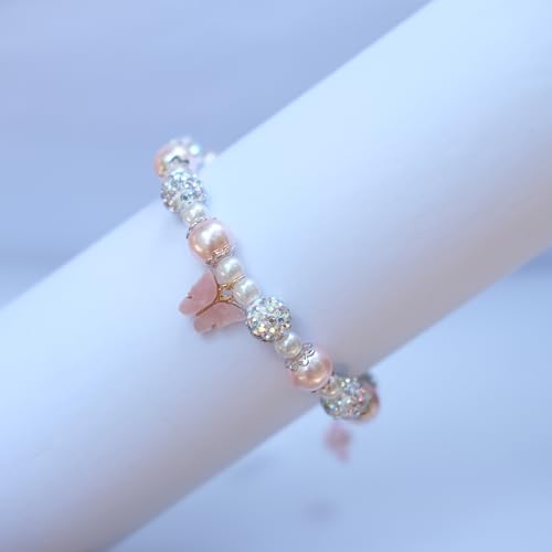 Kindergarten/Preschool Graduation Gift for Girls, Pink Pearl Butterfly Charm Adjustable Girls Bracelet, Graduation Gift for Girls2