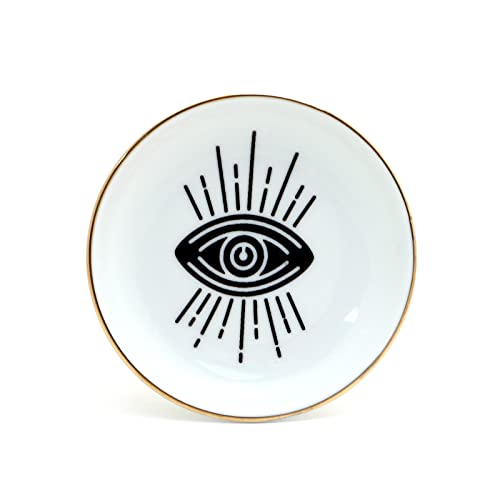 Third Eye ring dish, ring holder with 22 K gold, celestial gifts - Lennymud by Lorrie Veasey