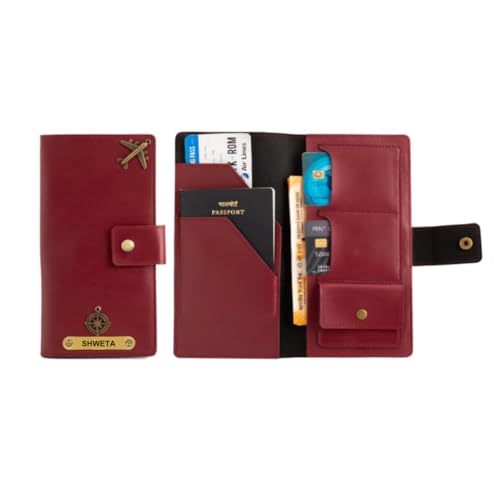 Image of ncgifts - Elegant Passport Holder for Family 4 with Boarding Pass | Passport Boarding Pass Currency Card Slot & Coin Holder for Men & Women | Corporate Office Gift Employee Colleagues