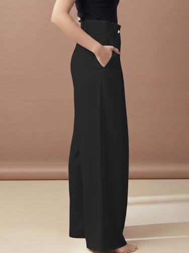 Image of GRECIILOOKS Trousers for Women High Waist | Wide Leg Trousers | Office Wear Pleated Korean Pants for Women's | Elegant Formal Pants