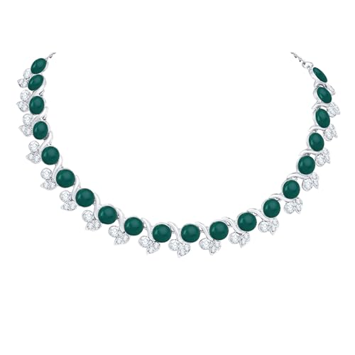 Atasi International Crystal Necklace Jewellery Set with Earrings for Women and Girls| Stylish Accessory for Parties, Weddings, and Festivals | Ideal Gift for Special Occasions