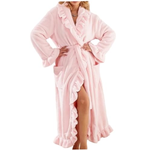 Peignoir long femme flanelle robe de chambre à col châle et chemise de nuit chaude hiver