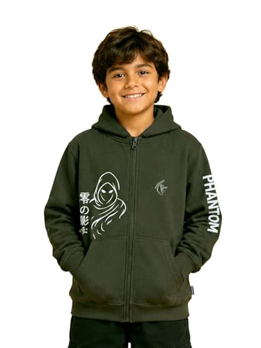 Image of Unisex Kids Solid Full Sleeve Zip Front Open Hooded Sweatshirt