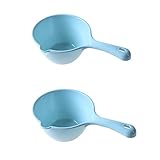 Blue bath rinse cup Water Ladle Long Handle Japanese Plastic Water Ladle Bath Ladle Dipper Bathroom Bath Cups for Kitchen long handle spoon Bathroom wash hair cup