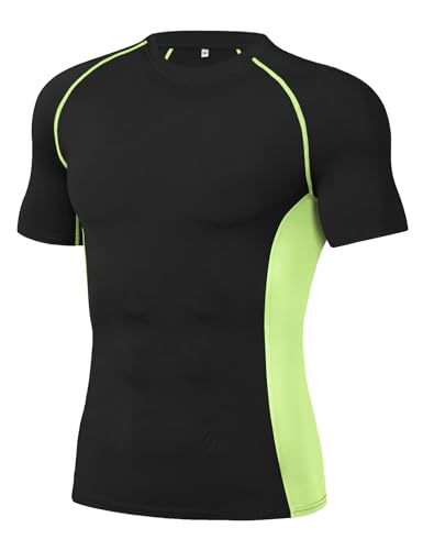Wayleb Camiseta Deporte Hombre Camisetas Compresión Manga Corta Secado Rápido Tops Fútbol Verano Casual T-Shirt Respirable para Corriendo Gimnasio