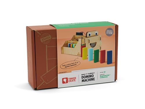 KiwiCo - Domino Machine, Wooden Domino Set with 100 Dominoes and Robot, Ages 9+