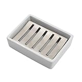 Soporte para jabonera, bandeja de jabón de acero inoxidable para lavabo de baño, ducha, resistente al óxido, montaje en pared o encimera, agujeros de drenaje fáciles, accesorio de baño moderno y