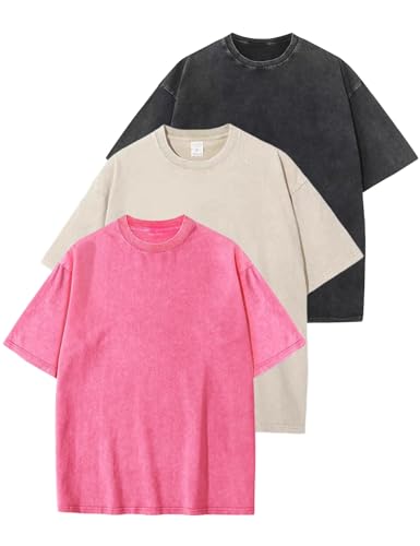 Image of Arssm Men Oversized T Shirts Vintage Tee Loose Fit Short Sleeve Casual Streetwear Baggy Washed Unisex Tops