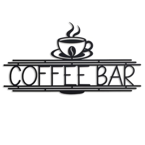 Image of Metal Coffee Bar Sign, 14.96x8 Inch Coffee Sign for Wall, Coffee Bar Signs for Coffee Station Kitchen Home Decor (Elegant)