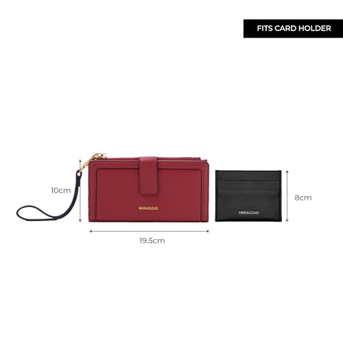 Image of Miraggio Trudie Wallet with Detachable Wristlet | One Main Compartments | 8 Card Slots | Women Wallets | Gift Items for Women (Red)