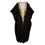 Desert Dress Arab Dress Mens Thobe Saudi Mens Robe Eid Arabic Bisht Coat Imam Sheikh - Black