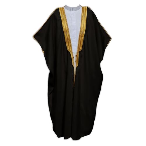Desert Dress Arab Dress Mens Thobe Saudi Mens Robe Eid Arabic Bisht Coat Imam Sheikh - Black