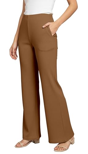 Image of Mehrang High Waisted Wide Leg Ribbed Knit Trousers with Pockets | Casual and Stretchy Pants | for Women