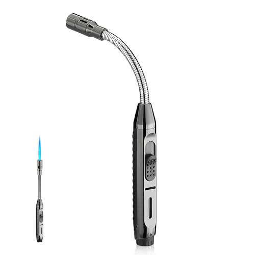 Briquet Cuisine Flamme Gaz Flexible 360° - Allume-Cigares Long Rechargeable pour Barbecue, Gazinière, Cheminée, Cierges
