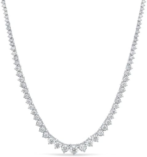 ISAAC WOLF Graduated Tennis Necklace 14k Gold Over Sterling Silver Moissanite Diamond 20cttw 3 Prong Tennis Chain for Women and Men 16-24 inches