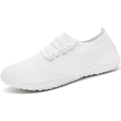 KTVHYW Barfuss Schuhe Damen BarfußSchuhe Turnschuhe Laufschuhe Sportschuhe Sneaker Damen Weiss Hallenschuhe Tennisschuhe Stoffschuhe Weich Fitness Damen Barfuss Walkingschuhe Hallenschuhe Größe 40