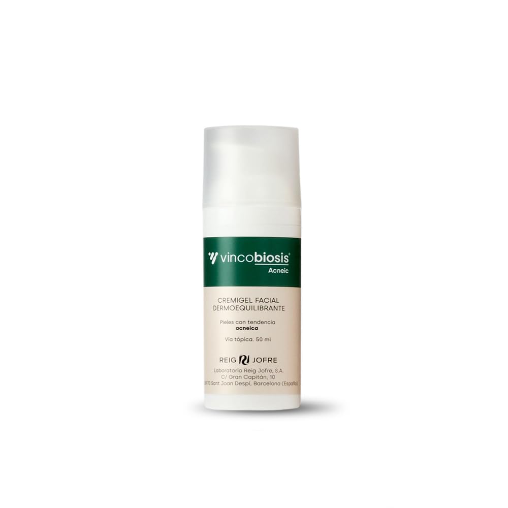 Cremigel facial dermoequilibrante Vincobiosis® Acneic: ayuda a reducir granos, rojeces y otras imperfecciones devolviendo el equilibrio a la piel acneica. Apto para pieles sensibles. 50 ml