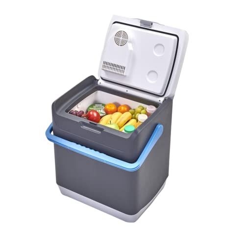 Hi-Gear Thermec 25 Litre Mini Fridge with Integrated Handle, 12V in Car Socket & 240V Mains Socket, Portable & Spacious 25L Electric Cool Box, Cooler, Camping, Travel, Picnics, Festivals, Grey