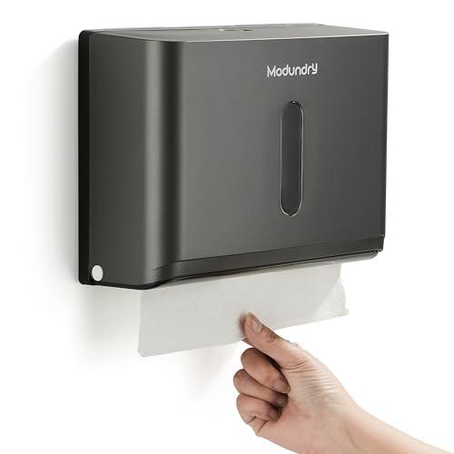 Modundry Dispensador de Toallas, Dispensador Papel Secamanos Montado en Pared, Dispensador de Toallas de Mano Plegado Comercial, Admite 200 Toallas -Gris
