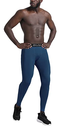 Buyjya 3 Pack Men's Compression Pants Running Tights Workout Leggings Athletic Cool Dry Yoga Gym Clothes (Blue-Army Green-Black, L) #TOP4