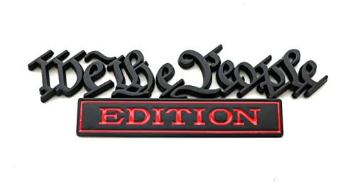 Image of 1pc Classic We The People Edition 3D Full car Emblems Decals Labels Personalized Decoration to Highlight Yourself for SUV, CRV, Motorcycle, Car, Truck Fender Tailgate (Black Red)
