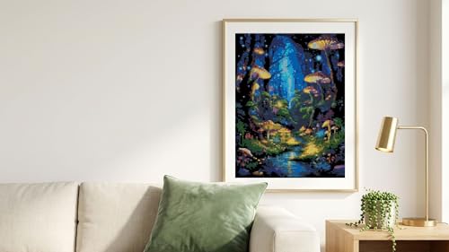 Image of Glow Forest Cross Stitch Kits, Embroidery Starter Kit for Adult Beginners, 11CT Cross-Stitch Patterns Dimensions Kit Arts,Needlepoint Kit Crafts for Home Decor 15.7x11.8 inch