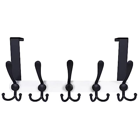 Encozy 2 inch Over Door Hooks, Over The Door Hooks,Coat Rack for Hanging Clothes Hat Towel (Heavy Duty Black 1pcs) Cover