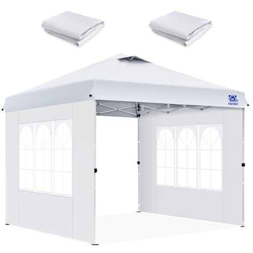 FANPAT 2Pcs Instant Canopy Sidewalls 10x10 with Church Window for Pop Up Canopy, White – Suitable for Outdoor Weddings, Picnics & Camping to Block Wind/Rain (2Pcs Sidewalls ONLY)