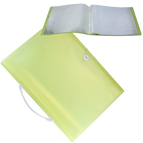 16.5 X 12 Inch Portfolio, Poster Binder Portable,Presentation Book 40 Double-Sided Clear Pockets for Poster Art Print,Certificate,A3 Size Folder Use To Display Storage Protect (Yellow, 12 X 16.5 inch)