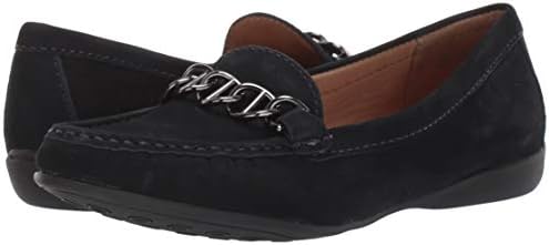 Driver Club USA Women's Genuine Leather Chain Detail Driving Loafer, Navy Nubuck, 7.5 M US | Image 6