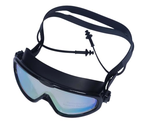 OMEZMART Swim Goggles with Swimming Cap, Swimming Goggles-Fashionable Anti UV Anti Fog Wide Frame Swim Goggles for - 7-17 Yrs - (Black)
