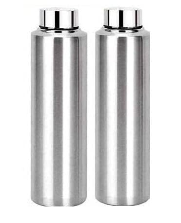 Image of Kalashh Stainless Steel Water Bottle - 750 ML, Fridge Water Bottles, Set of 2, Leak-Proof, Rust-Free Steel Bottle, Easy Grip, Easy to Carry, Travel Bottle - Silver