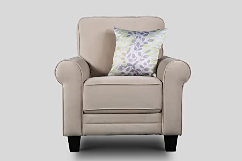Image of HomeTown Claire Velvet Arm Chair in Beige Colour