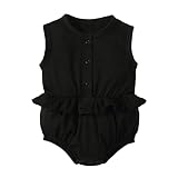 DEFAHN Baby Girl Rompers Sleeveless Onesies Solid Ruffle Bodysuit Jumpsuit Infant Girls Summer Outfi