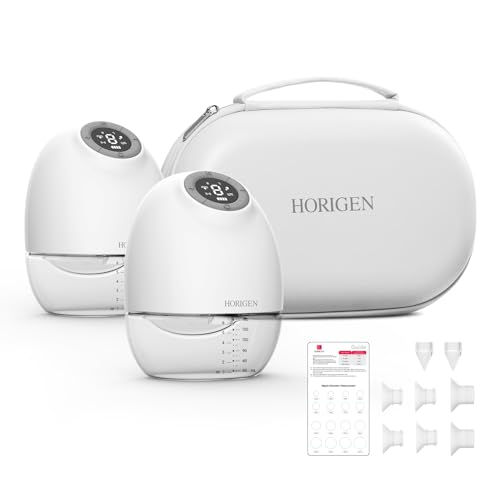 Image of Horigen Hands Free Breast Pump E4, Wearable Breastfeeding Pump App Compatible, Double-Sealed Flange Electric Portable Breast Pump, 3 Modes & 9 Levels, 25mm 2 Pack White, 2 Count
