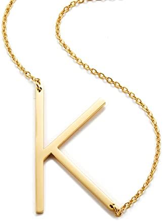 Intial Necklace Personalised, 18K Gold Plated Customized Gold Necklaces Letter Jewellery Present for Girls Ladies Mens