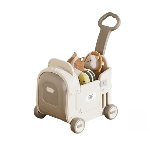 Sariny手押し車 おもちゃ箱 収納 子供用ワーカー 知育玩具つかまり立ち歩き練習人形遊びまままごと つかまり立ち 知育玩具 歩行練習おしゃれ かわいい 出産祝い 誕生日プレゼント 男の子 女の子 (プッシュロッドあり,コーヒー色)