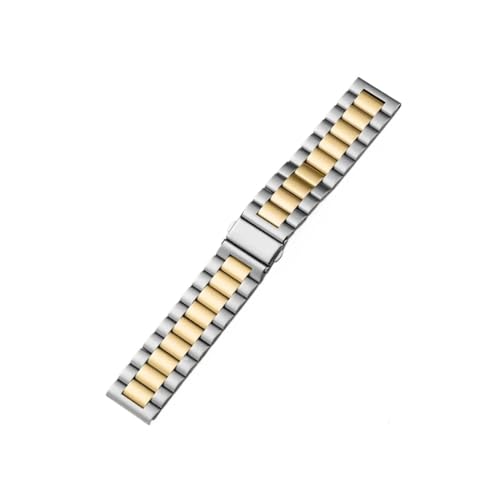 [LOKLNEYK] �ɓK������Huawei Watch GT5/GT6 Pro 46mm/GT6/ 5/ 4/ 3/ 2e�x���g�ɓK������22mm���^���X�e�����X�X�`�[���X�g���b�v(Silver gold,For Huawei GT5 Pro 46mm)