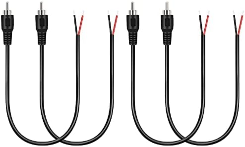 Bolvek 4 Pack RCA Male to Speaker Wire, RCA Male Plug Adapter Connector to Bare Wire Open End Audio Cable for Amplifier Audio Video Receiver Speakers