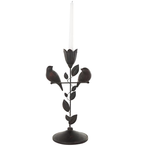Escultura decorativa de pájaro polystone negra 7x6x14 in