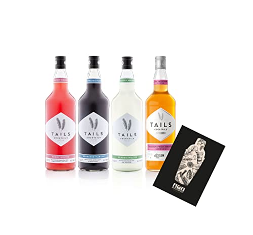 Mixcompany Tails Cocktails 4er tasting Set Pornstar Martini + Espresso Berry Mojito Classic je 1L (14,90% Vol) - [Enthält Sulfite]