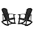 Flash Furniture Savannah Poly Resin Wood Adirondack Rocking Chair - All Weather Black Polystyrene - Stainless Steel Hardware - Set of 2