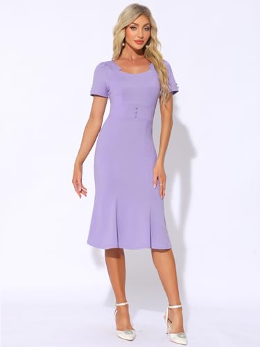 Image of Allegra K Vintage 50s Dress for Women's Retro Cocktail Work Mermaid Midi Dress