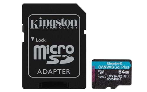 Kingston 64GB Canvas Go Plus microSD Card | Up to 200MB/s | Class 10, UHS-I, U3, V30, A2 | SDCG4/64GB