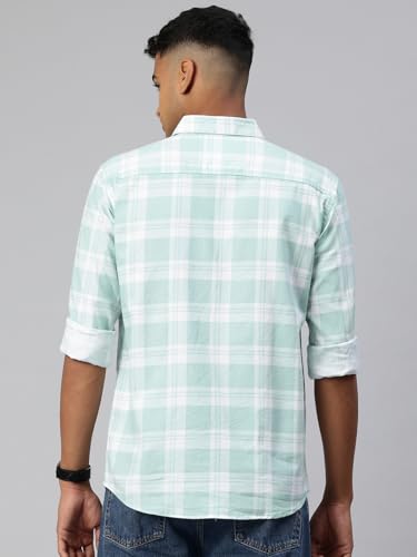 Image of Majestic Man Comfort Slim Fit Pure Cotton Checked Casual Shirt
