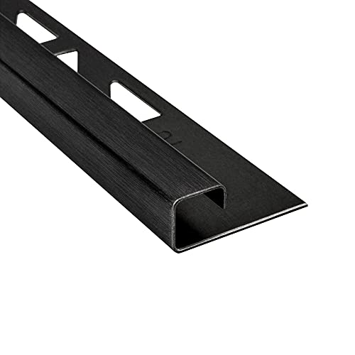 Preisvergleich Produktbild Quadrat Edelstahlschiene Fliesenprofil V2A 2,5m 10mm schwarz anthrazit gebürstet