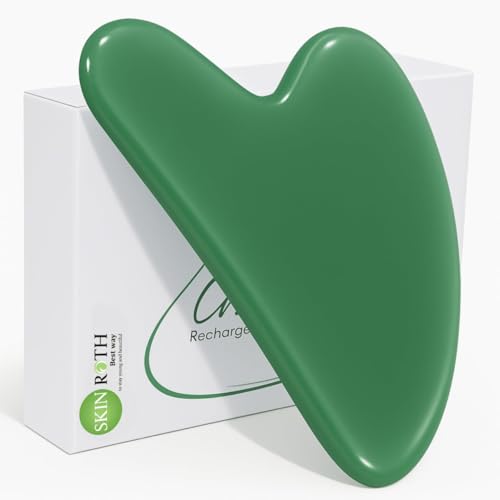 Image of Gua Sha | Facial Massager for Glowing Skin & Anti-Aging | Comes with Damage Protection & Dry-Cold Technology Box | Both-Side Smooth Edge for Puffiness Relief & Sculpting (Green)
