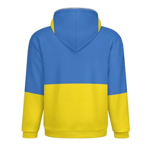 Winter Jacket Men, Lined Jacket With Hood Men, Ukraine Flag Coat With Zipper, Men'S Windproof Outdoor Jacket,2